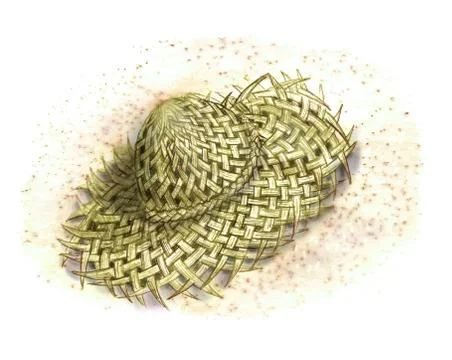 Hat on beach Stock Illustration