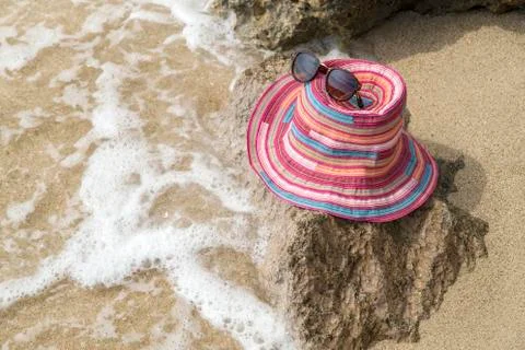 Hat on a beach Stockfoto's