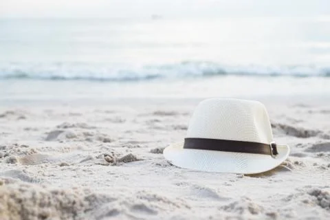 Hat on the beach Stock Photos