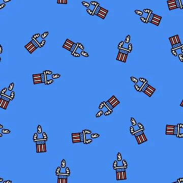 Hat beard uncle sam vector seamless pattern Stock Illustration
