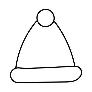 Hat black line knitted doodle element icon Stock Illustration
