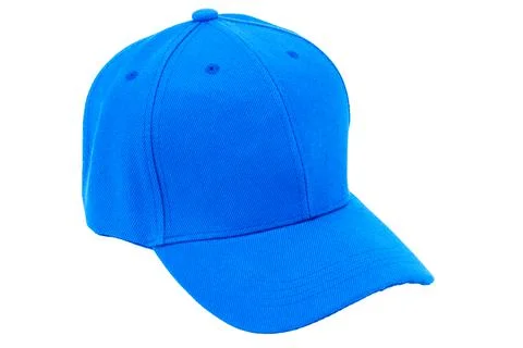 Hat blue cap with a visor on a white background is insulated Stock Photos