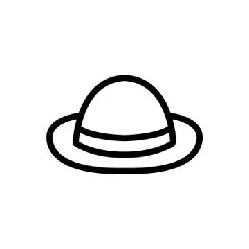 Hat bowler icon vector outline illustration Stock Illustration
