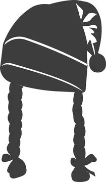 A hat with braids for the Christmas holidays. Stock Illustration