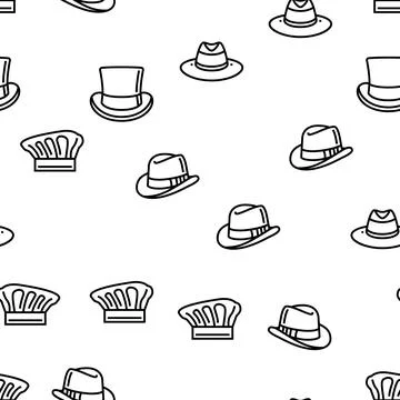 Hat cap head man safety fashion vector seamless pattern Stock Illustration