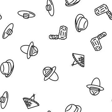 Hat cap head man safety fashion vector seamless pattern Stock Illustration