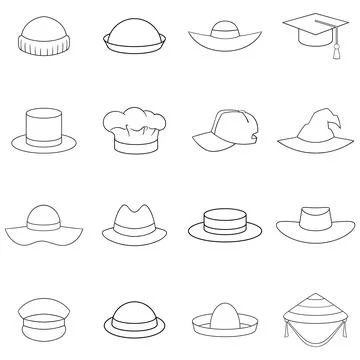Hat cap icon set outline Illustrazione stock