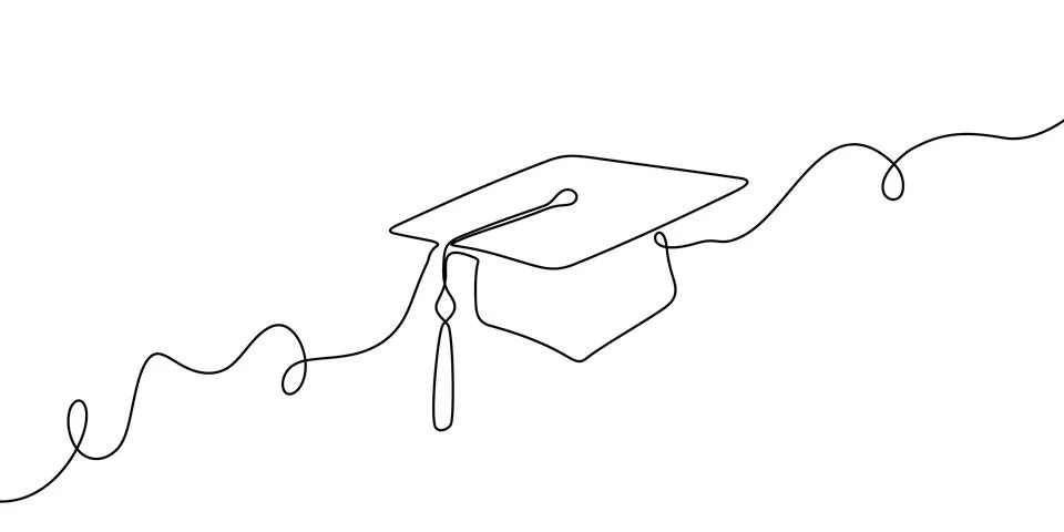 Hat cap line university study education continuous icon illustration college Stock Illustration