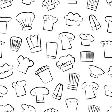 Hat of Chef Seamless Pattern Vector Illustration 스톡 일러스트
