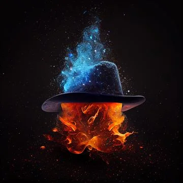 A hat in the clash of ice and fire on black background. 스톡 일러스트