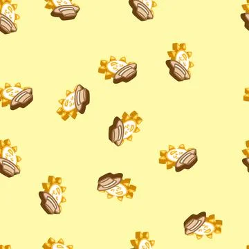 Hat cute sun character isometric icon seamless pattern Stock Illustration