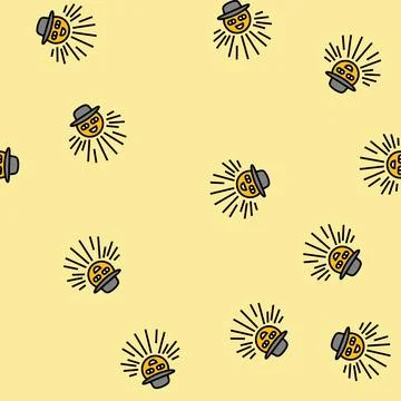 Hat cute sun character vector seamless pattern Stock Illustration