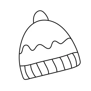 Hat decorated with a pompom in doodle style Stock Illustration