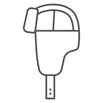 Hat with ear flaps thin line icon, Winter clothes concept, Men hat sign on white Stock Illustration