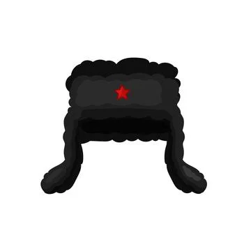 Hat with earflaps with red star Stock Illustration