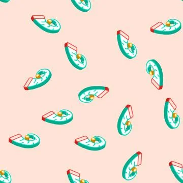 Hat elf christmas cute isometric icon seamless pattern Stock Illustration