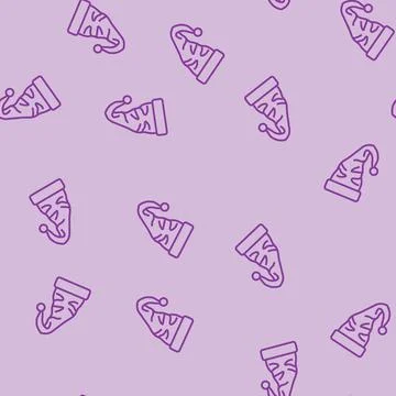 Hat elf christmas cute line seamless pattern Stock Illustration