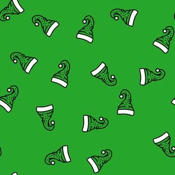 Hat elf christmas xmas vector seamless pattern Stock Illustration