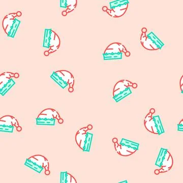 Hat elf christmas xmas vector seamless pattern Stock Illustration