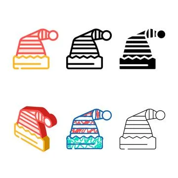 Hat elf cute holiday color types icon vector Stock Illustration