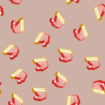 Hat elf cute holiday isometric icon seamless pattern Stock Illustration