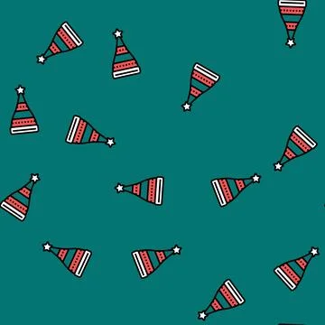 Hat elf cute holiday vector seamless pattern Stock Illustration