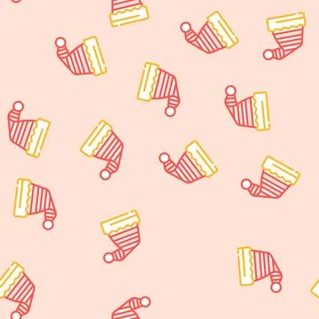 Hat elf cute holiday vector seamless pattern Stock Illustration