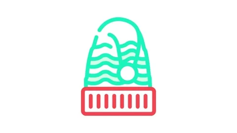 Hat elf cute xmas color icon animation Stock Footage 327270643