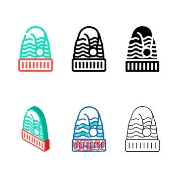 Hat elf cute xmas color range icon vector Stock Illustration