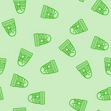 Hat elf cute xmas line vector seamless pattern Stock Illustration
