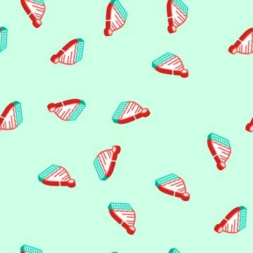 Hat elf isometric icon seamless pattern Stock Illustration