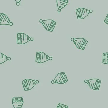 Hat elf line vector seamless pattern Stock Illustration