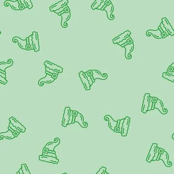 Hat elf santa line seamless pattern Stock Illustration