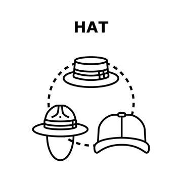 Hat fashion accessory concept visualizing different headwear designs Stock Illustration