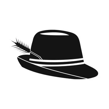 Hat with a feather icon, simple style Illustrazione stock