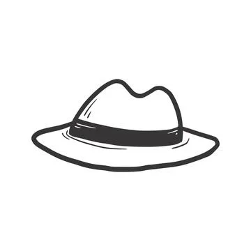 Hat fedora isolated icon. Hand drawn Stock Illustration