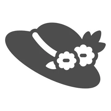 Hat with flowers solid icon, gardening concept, cute floral headdress vector Stock Illustration