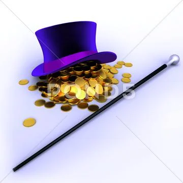 Hat full of coins Stock Illustration