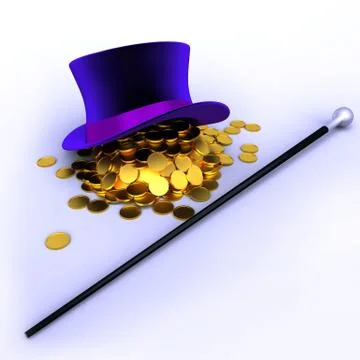 Hat full of coins Stock Illustration