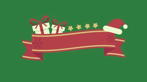 Hat gift boxes red ribbon isolated isolated on green screen background Video stock 336858101
