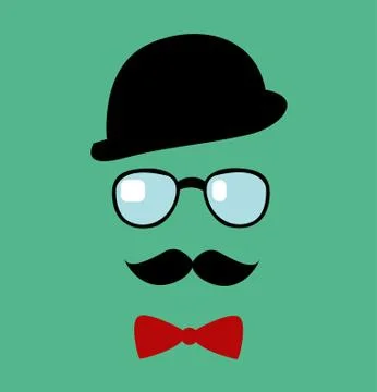 Hat, glasses and mustache. Vector illustration Stock Illustration