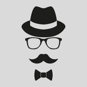 Hat with glasses and mustache. Vector illustration. Isolated. Stock Illustration