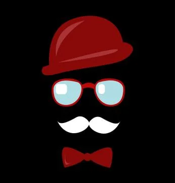 Hat, glasses and mustache. Vector illustration Stock Illustration