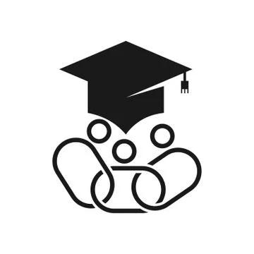 Hat Graduate Commitment Teamwork Together Black Logo 스톡 일러스트