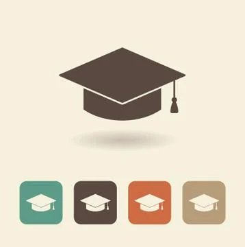 Hat graduate. Flat vector icon Stock Illustration