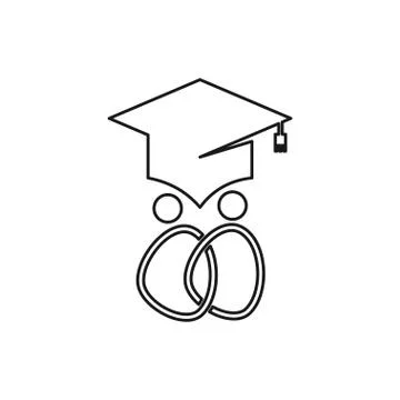 Hat graduate people Commitment Teamwork Together Outline Logo Stockillustratie