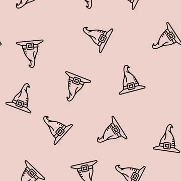 Hat halloween line seamless pattern Stock Illustration