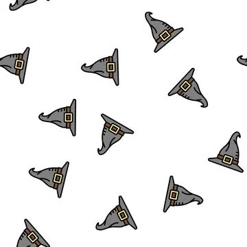 Hat halloween vector seamless pattern Stock Illustration