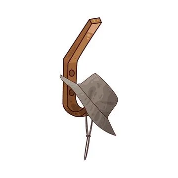 Hat hanging on a hook illustration Stock Illustration