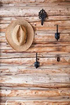 Hat Hanging on Hook 스톡 사진